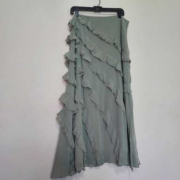 Zara Embroidered Wrinkle Midi Skirt - Picture 6 of 7